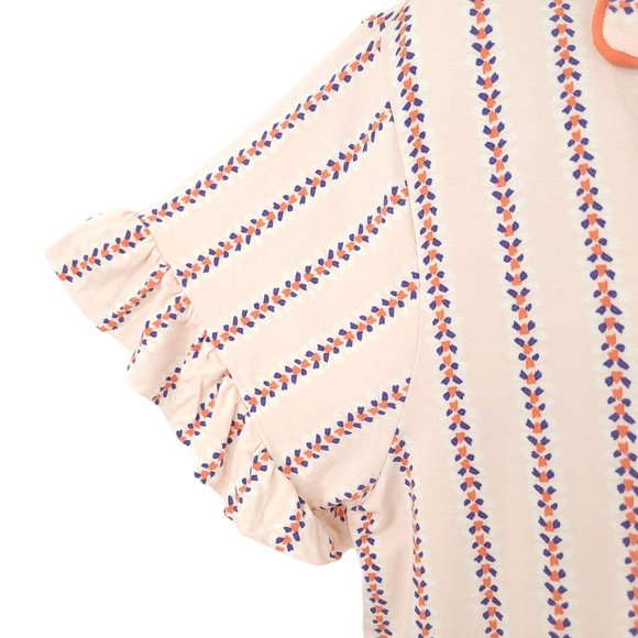Matilda Jane Button Front Striped Pajama Top Womens Size L Ruffle Sleeve Pink - Picture 9 of 11